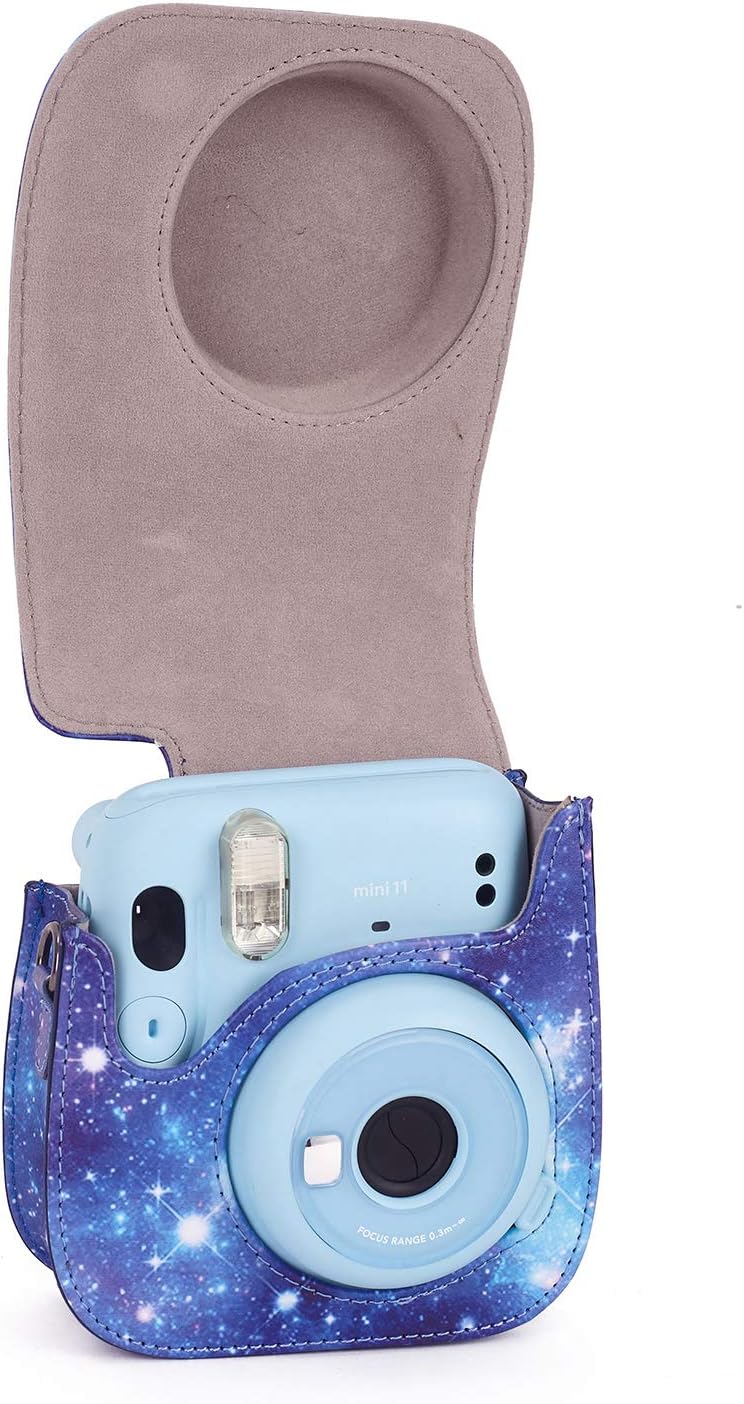 Phetium Instant mini 12 Camera Protective Case Compatible with Instax Mini 12 11,PU Leather Bag with Pocket and Adjustable Shoulder Strap (Starry Purple) - Image 3